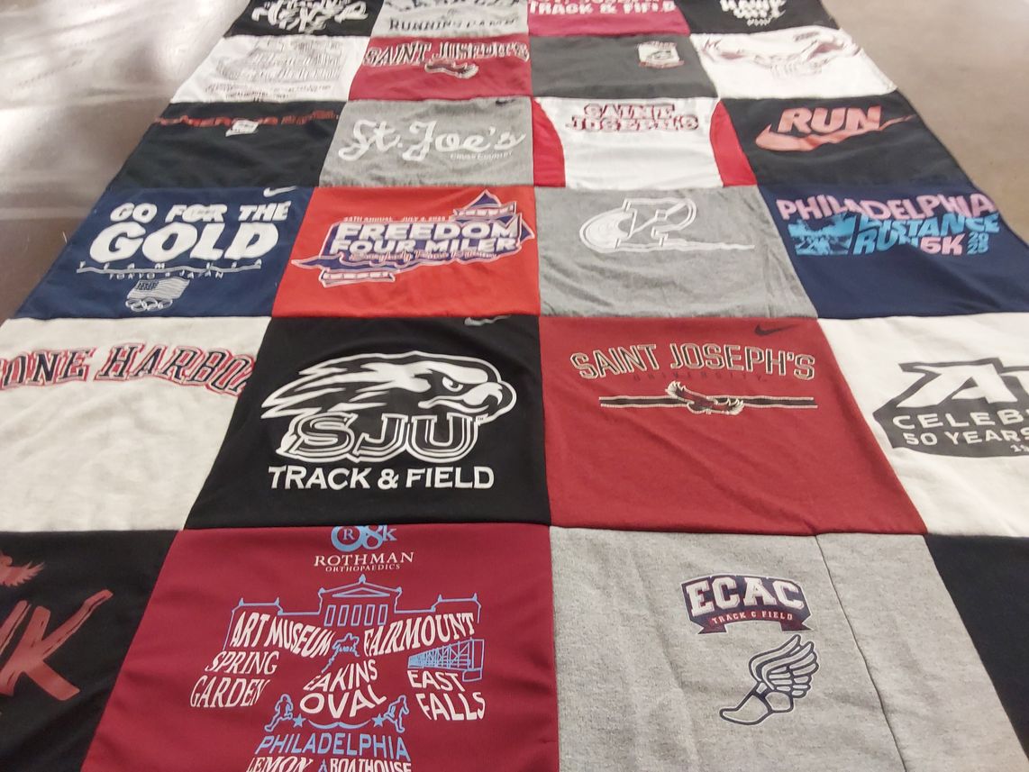 T-shirt quilt featuring saint joseph's university track and field by Susan from PA