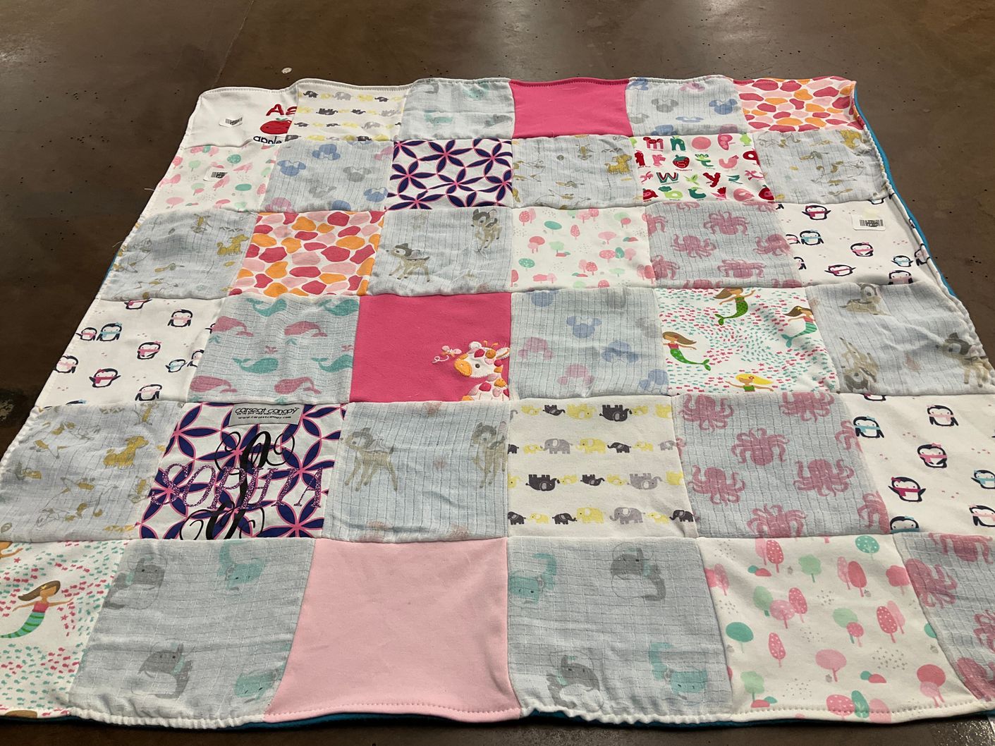 T-shirt quilt with children, animals themes by Diane from FL
