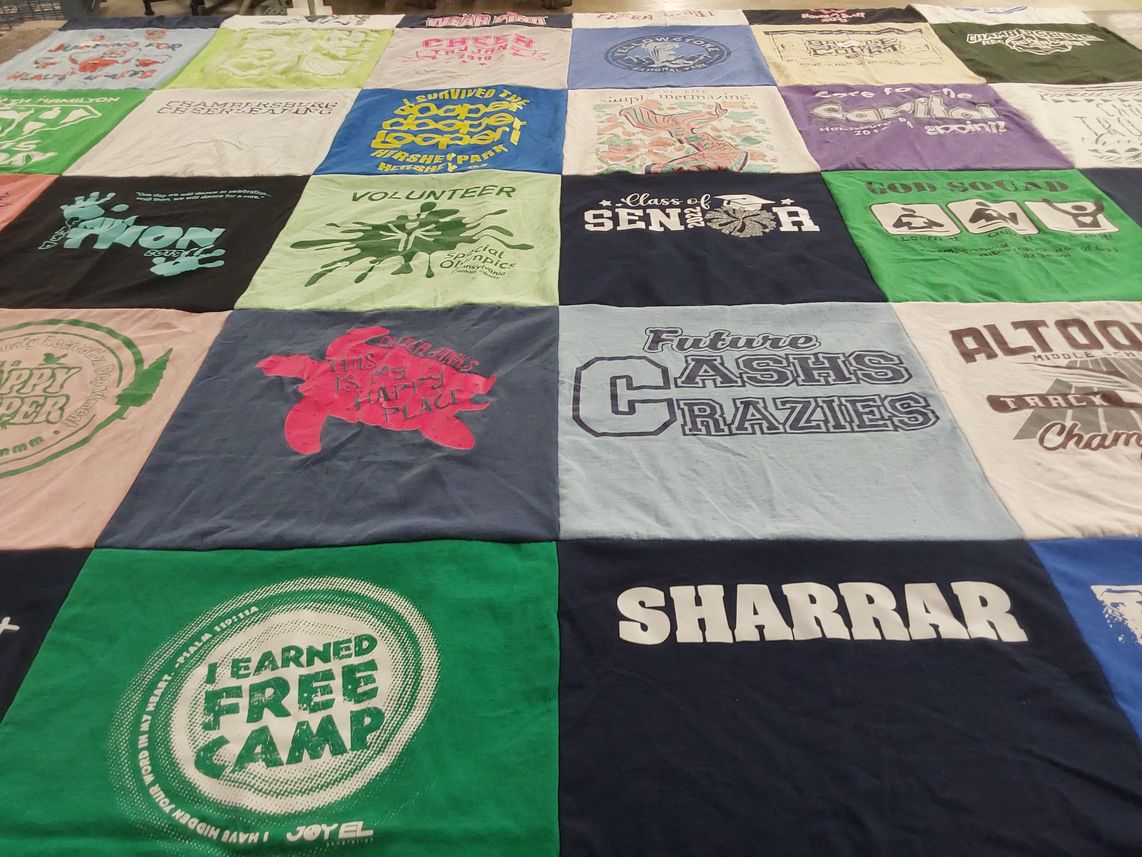 T-shirt quilt from altoona middle school by Sara from PA