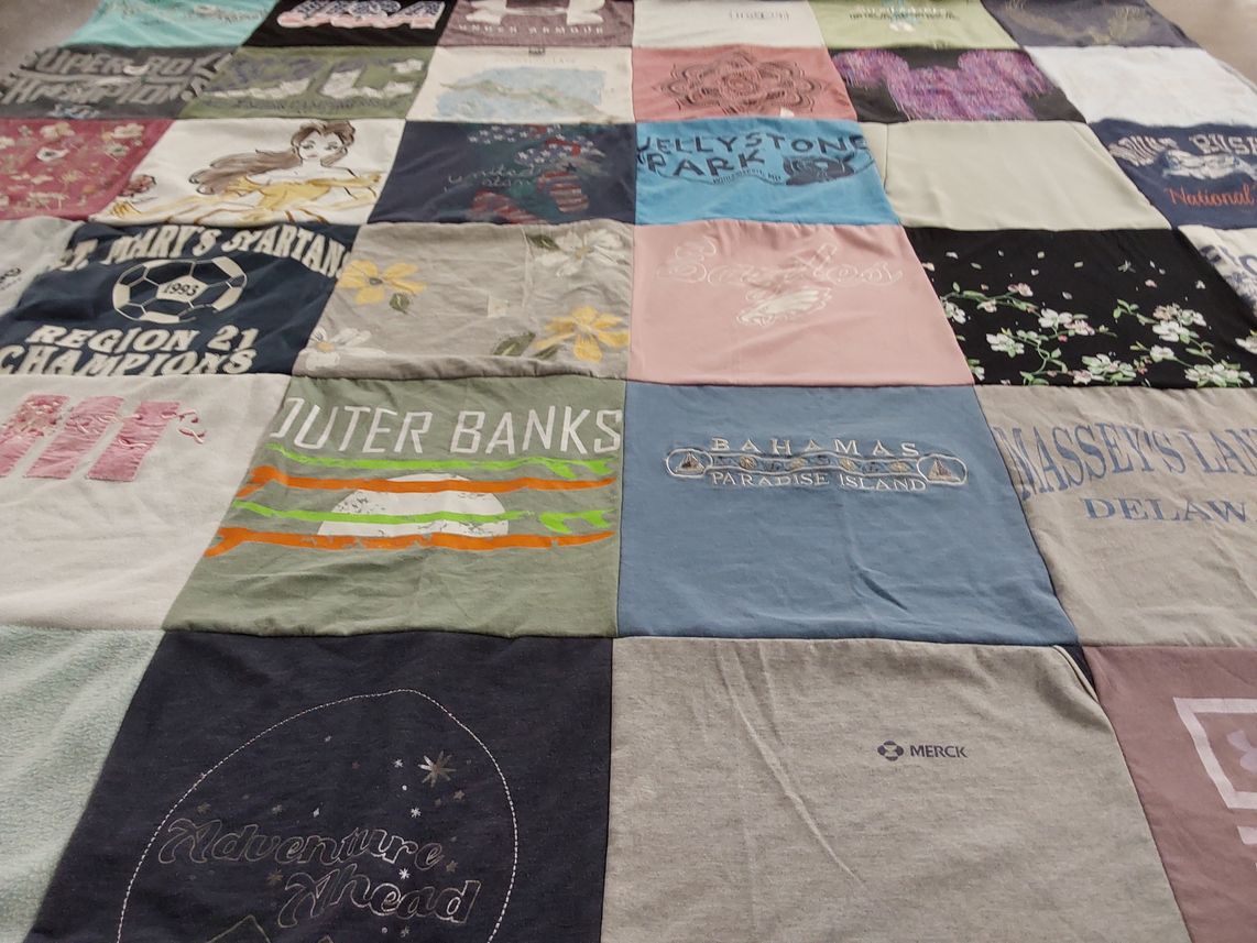 T-shirt quilt featuring st. mary's spartans by Rebecca from PA