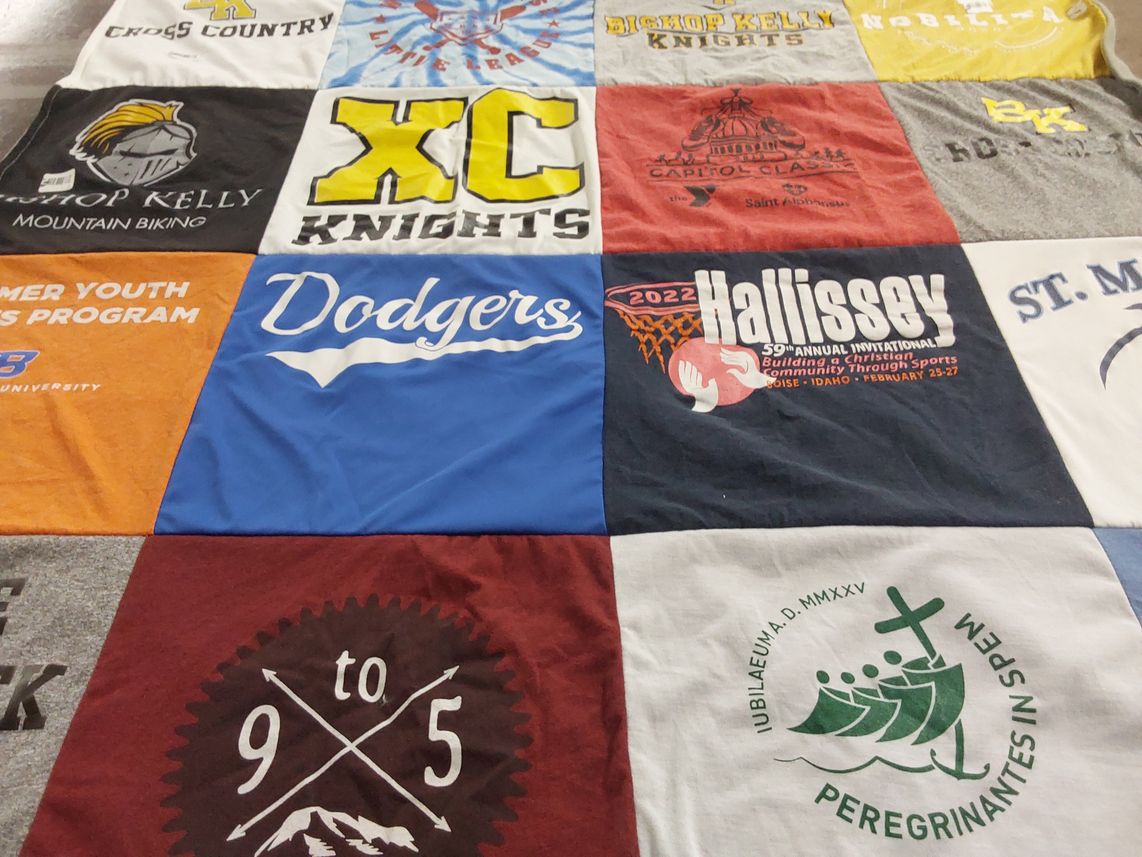 T-shirt quilt featuring bishop kelly knights by Annie from ID