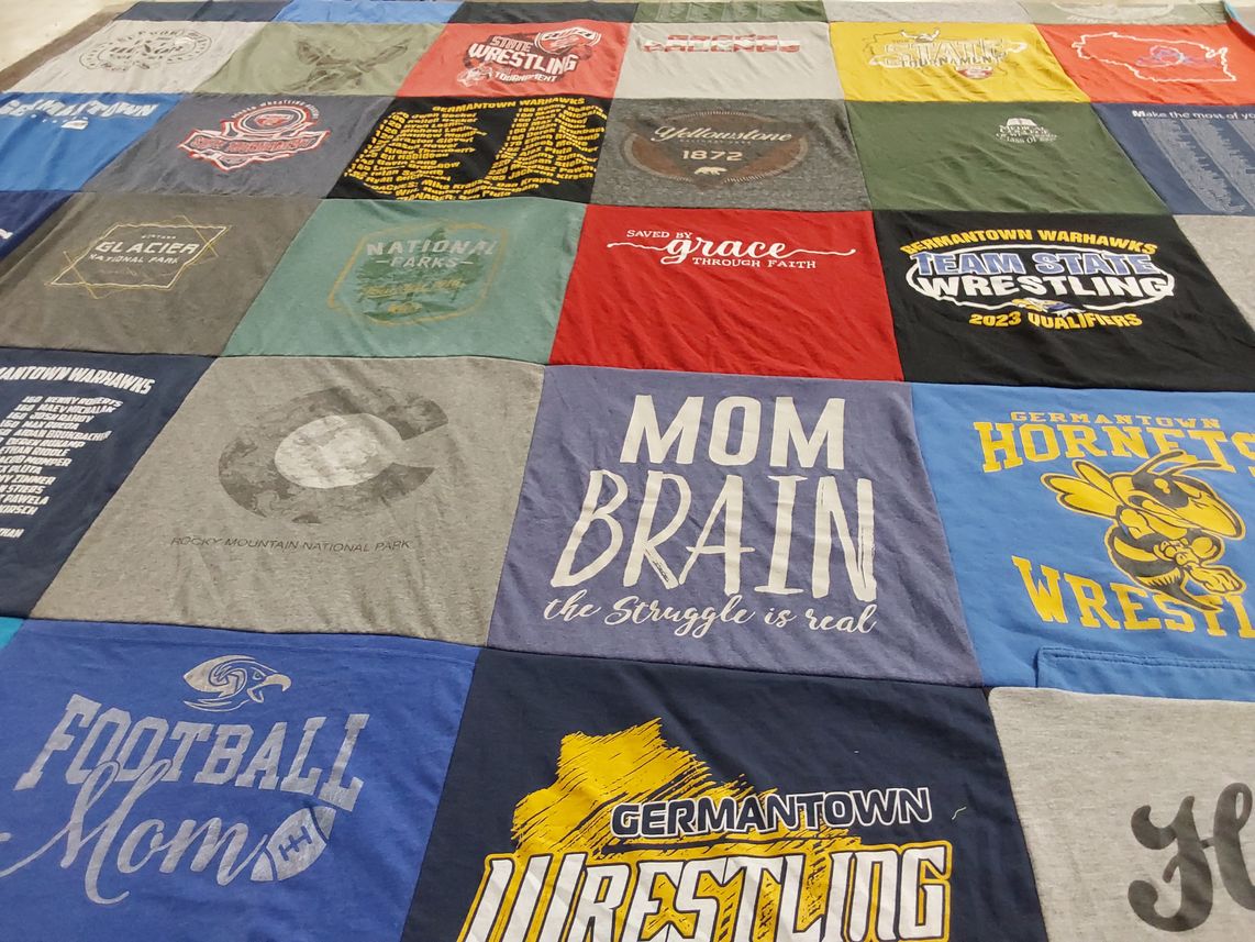 T-shirt quilt featuring germantown hornets wrestling, germantown warhawks wrestling by Stephanie from WI