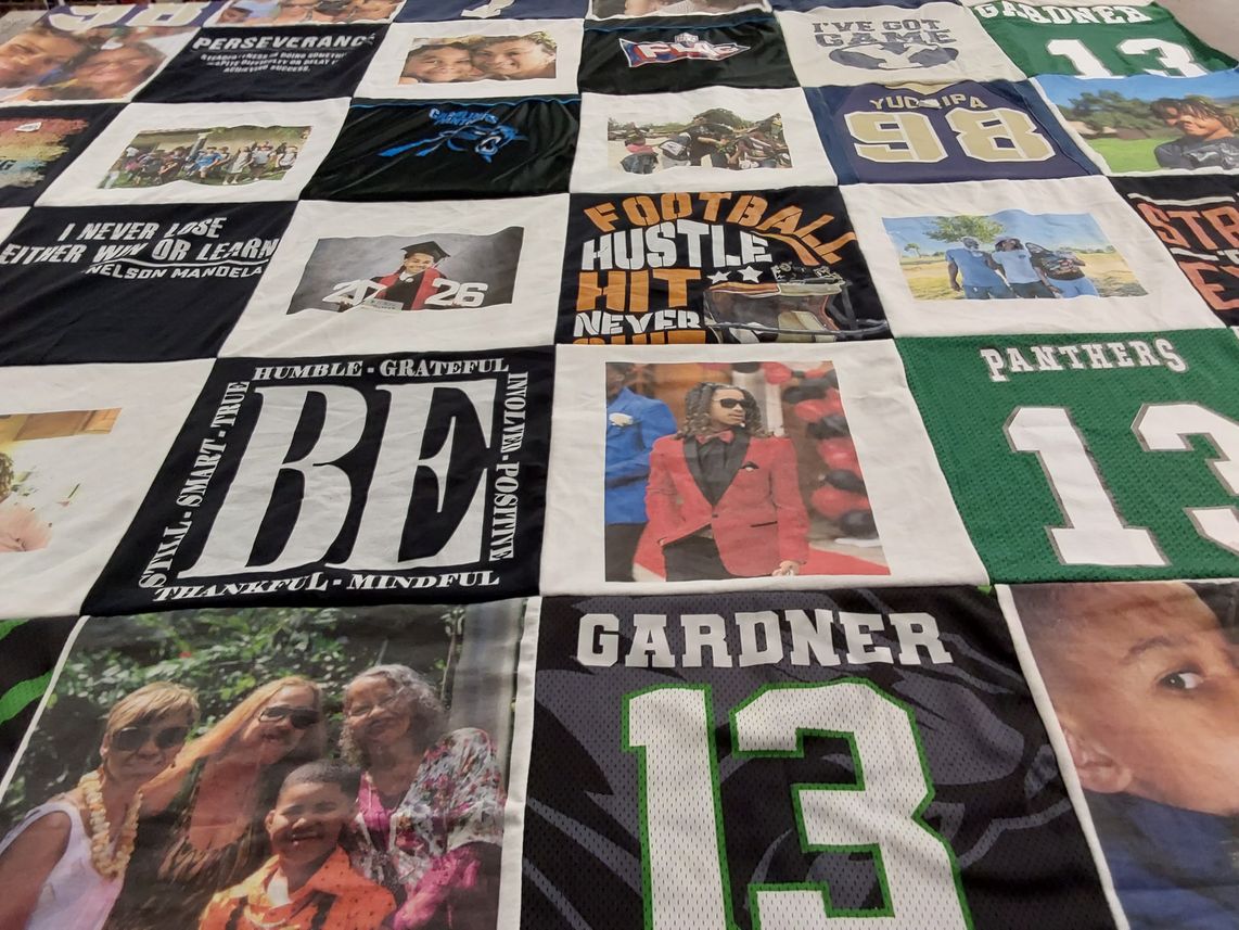 T-shirt quilt featuring panthers by Tanika from CA
