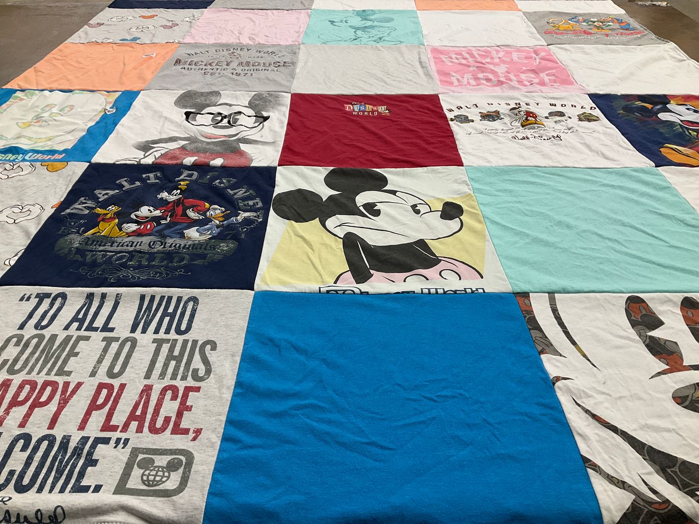 T-shirt quilt with disney, animation themes by Debra from MN
