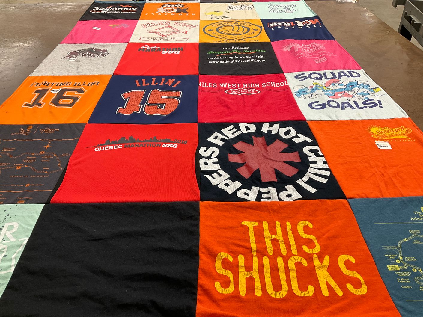 T-shirt quilt from university of illinois by Roshani from IL