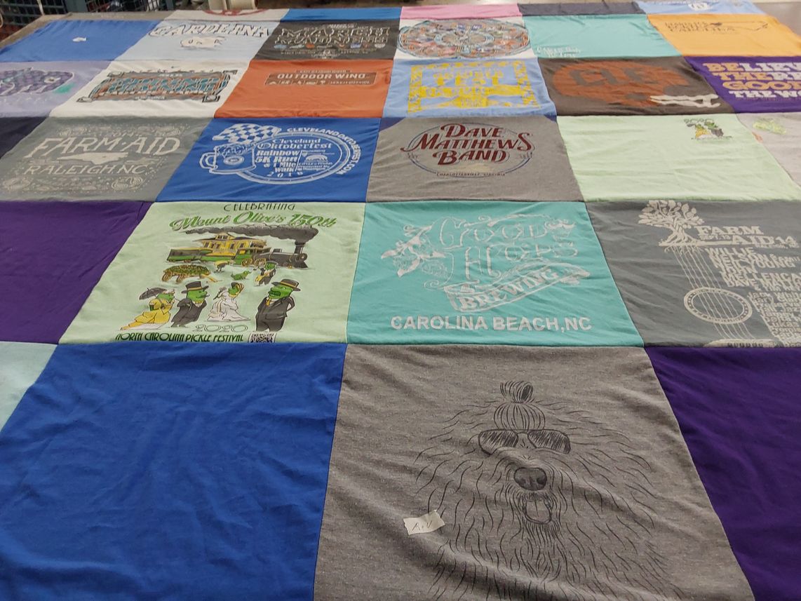 T-shirt quilt with music, festivals themes by Michele from NC