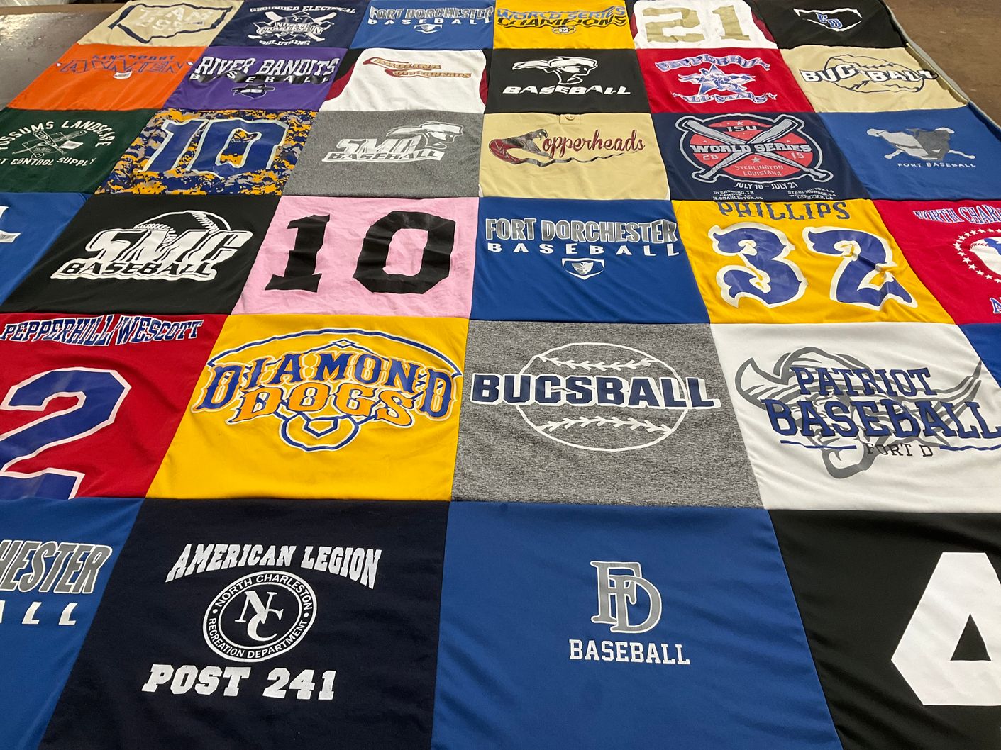 T-shirt quilt featuring fort dorchester high school baseball, diamond dogs baseball by Monica from SC