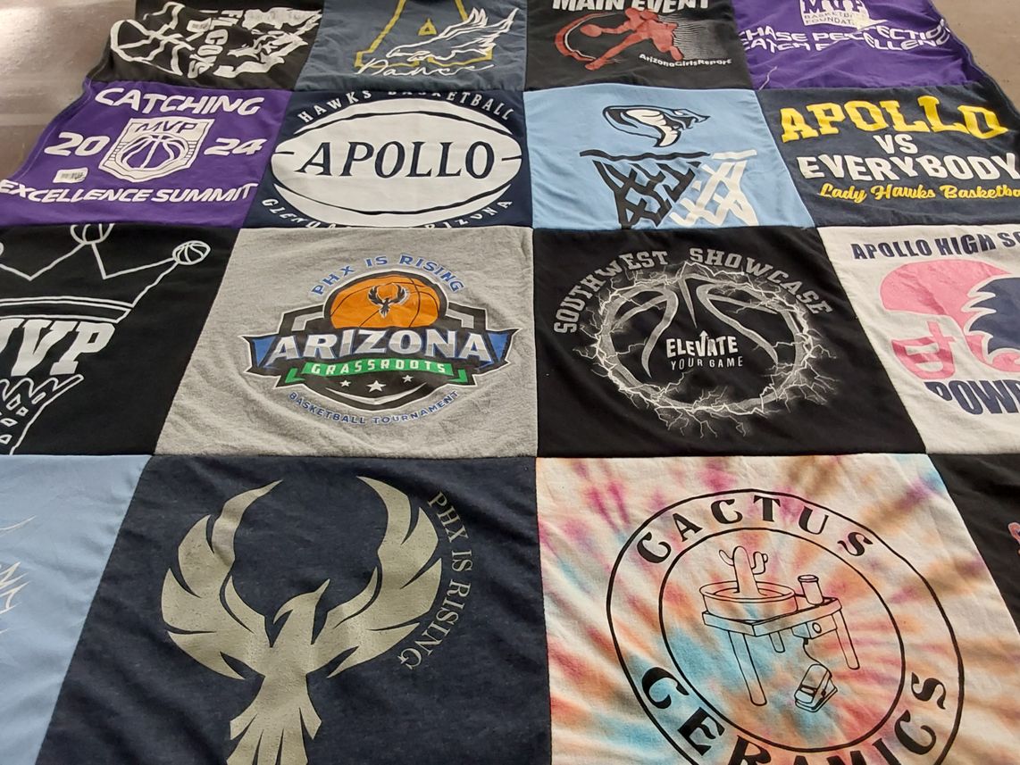 T-shirt quilt featuring lady hawks basketball by Jielani from AZ