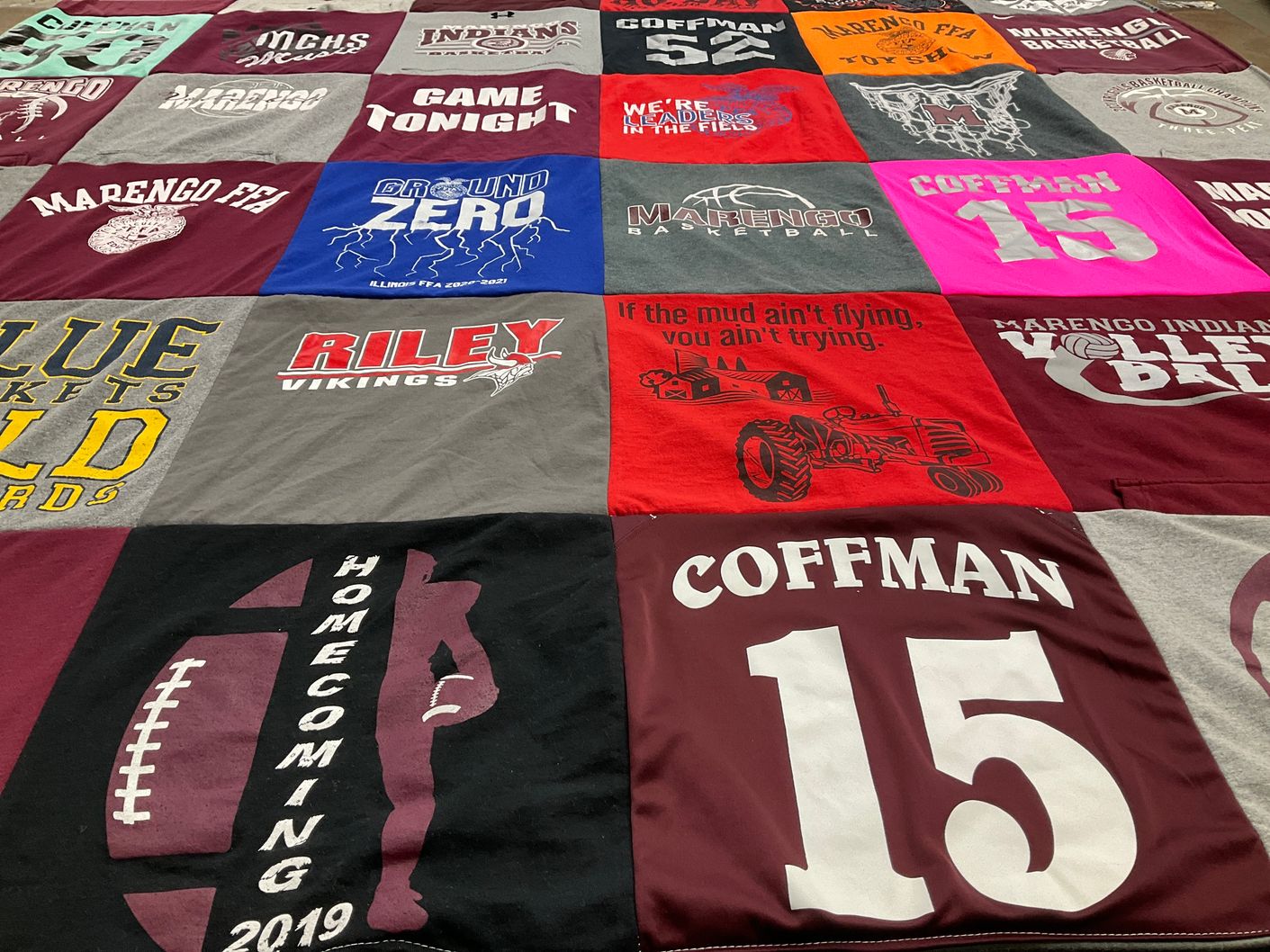 T-shirt quilt featuring riley viking basketball, marengo basketball by Valerie from IL