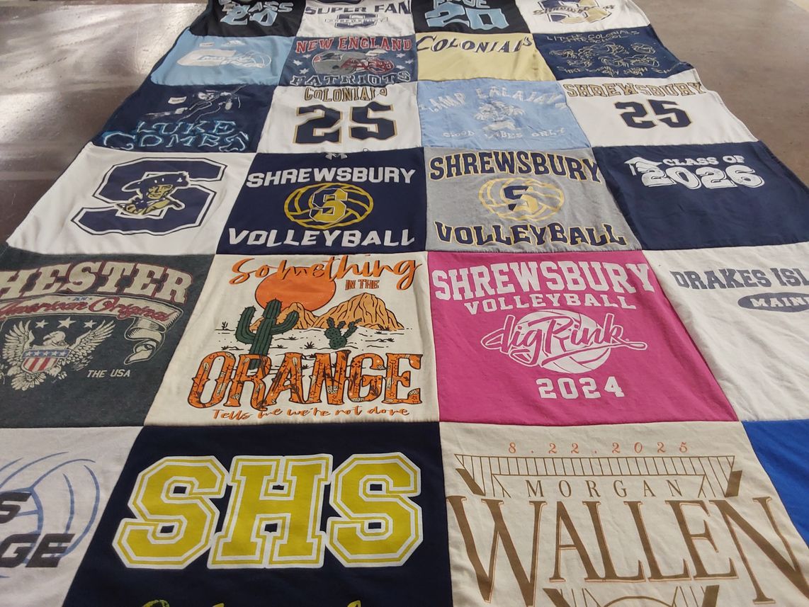 T-shirt quilt from shrewsbury high school by Allison from MA