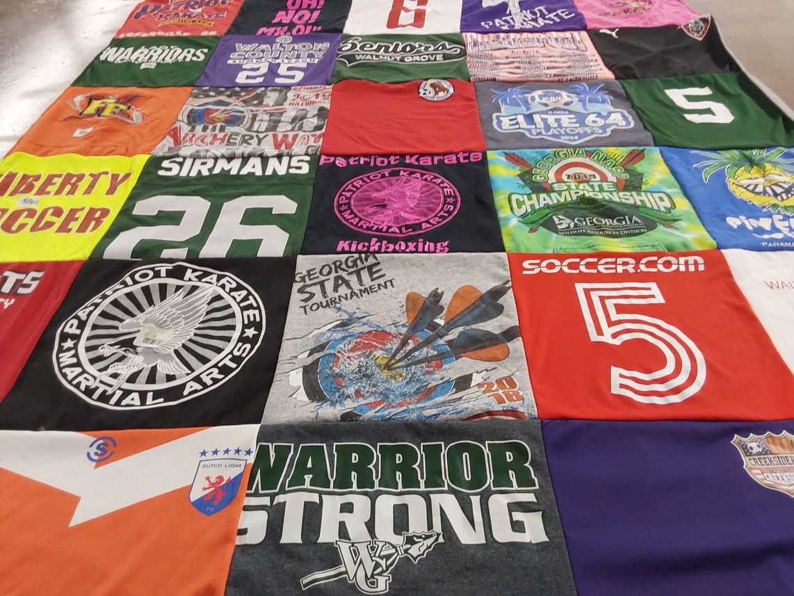 T-shirt quilt featuring warriors, dutch lions fc by Lynn from GA