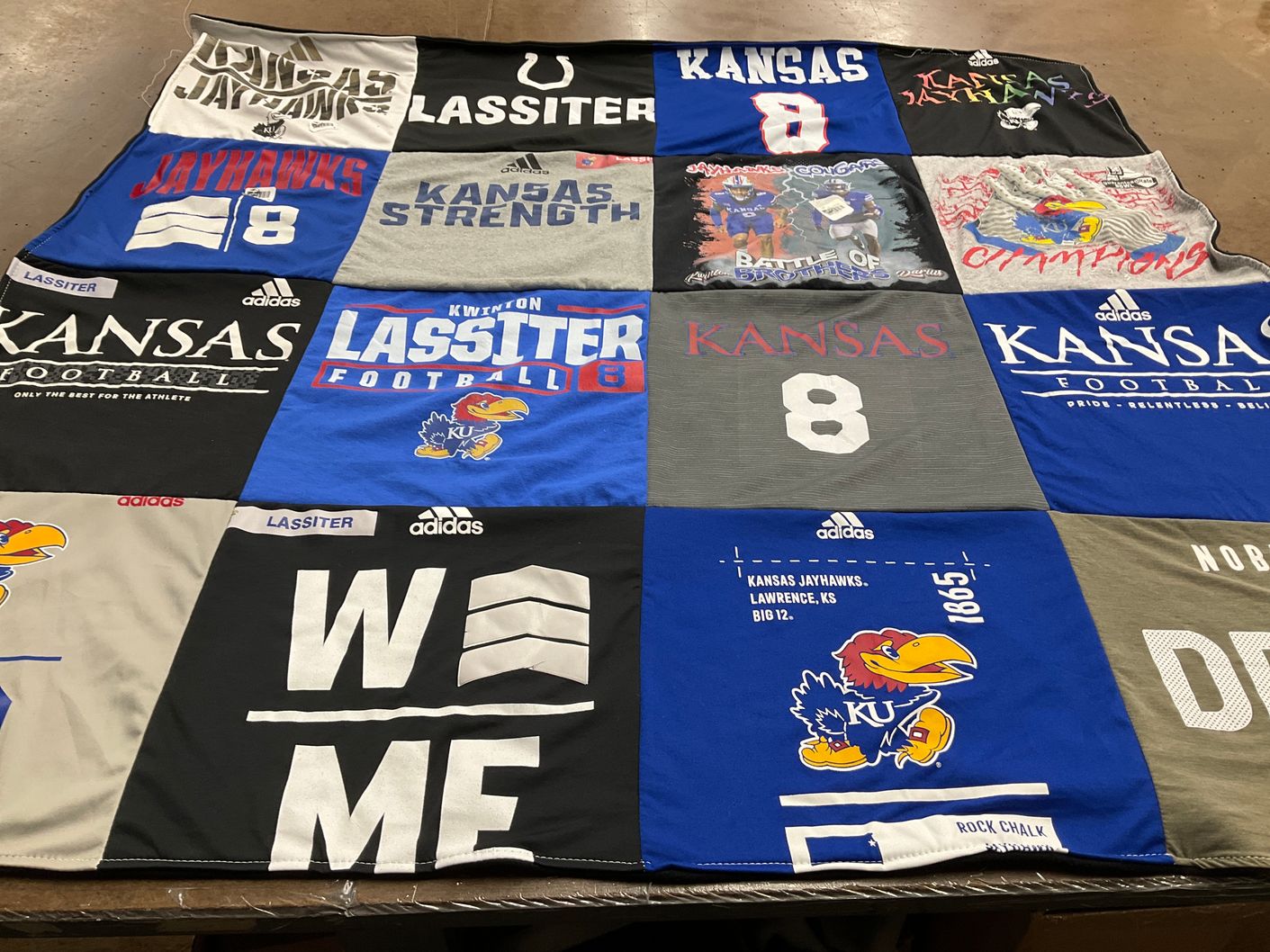 T-shirt quilt featuring kansas jayhawks football by Ericka from AZ