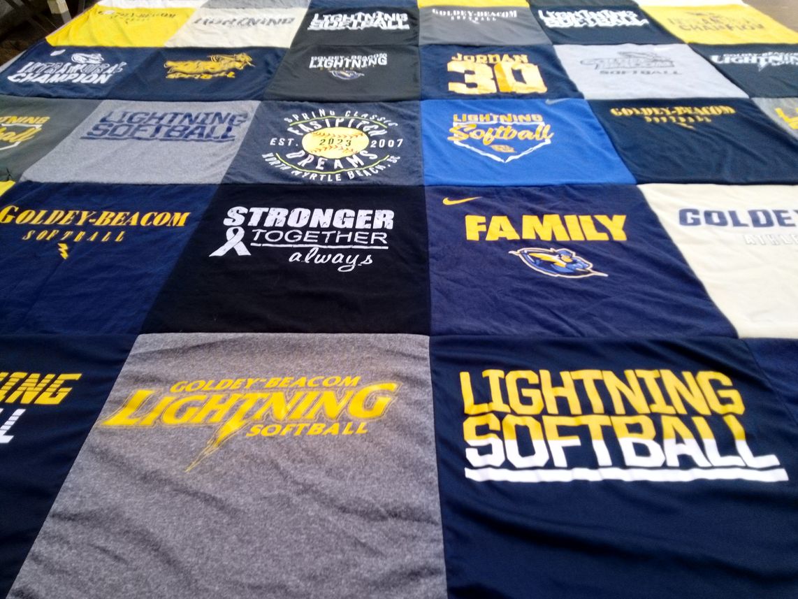 T-shirt quilt featuring goldey-beacom college lightning softball by Michelle from MD