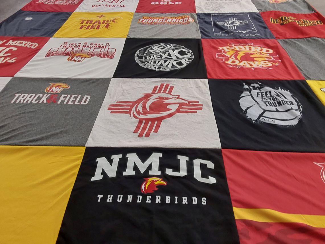 T-shirt quilt featuring northern new mexico college thundbirds by Jennifer from NM