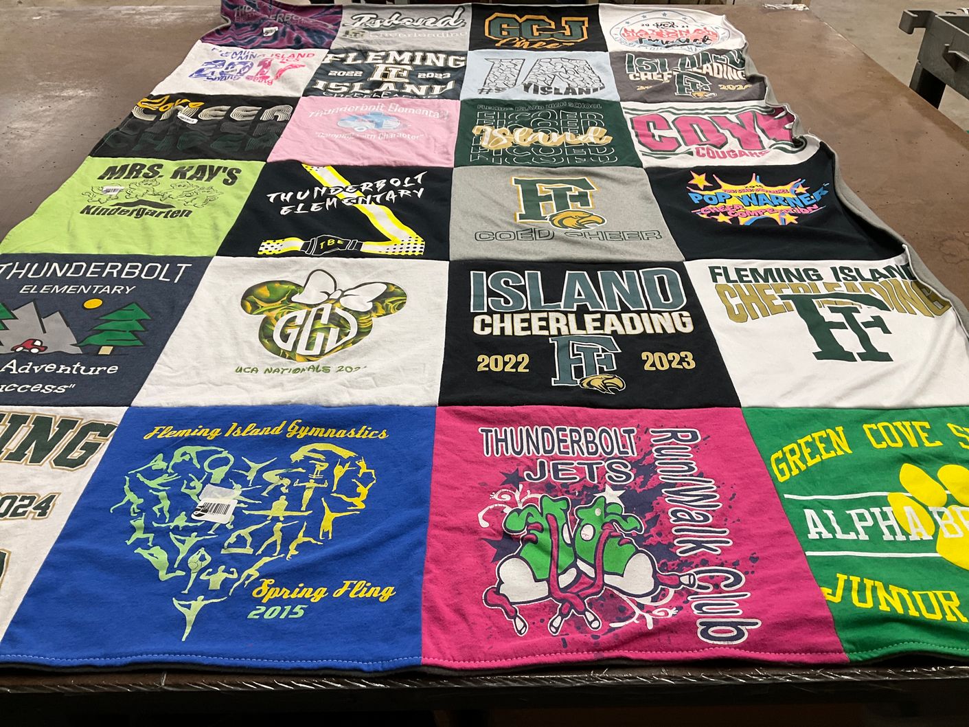 T-shirt quilt featuring fleming island cheerleading by Erin from FL