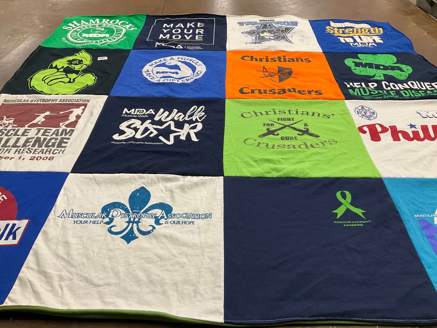 T-shirt quilt with muscular dystrophy, charity themes by KATHLEEN from PA