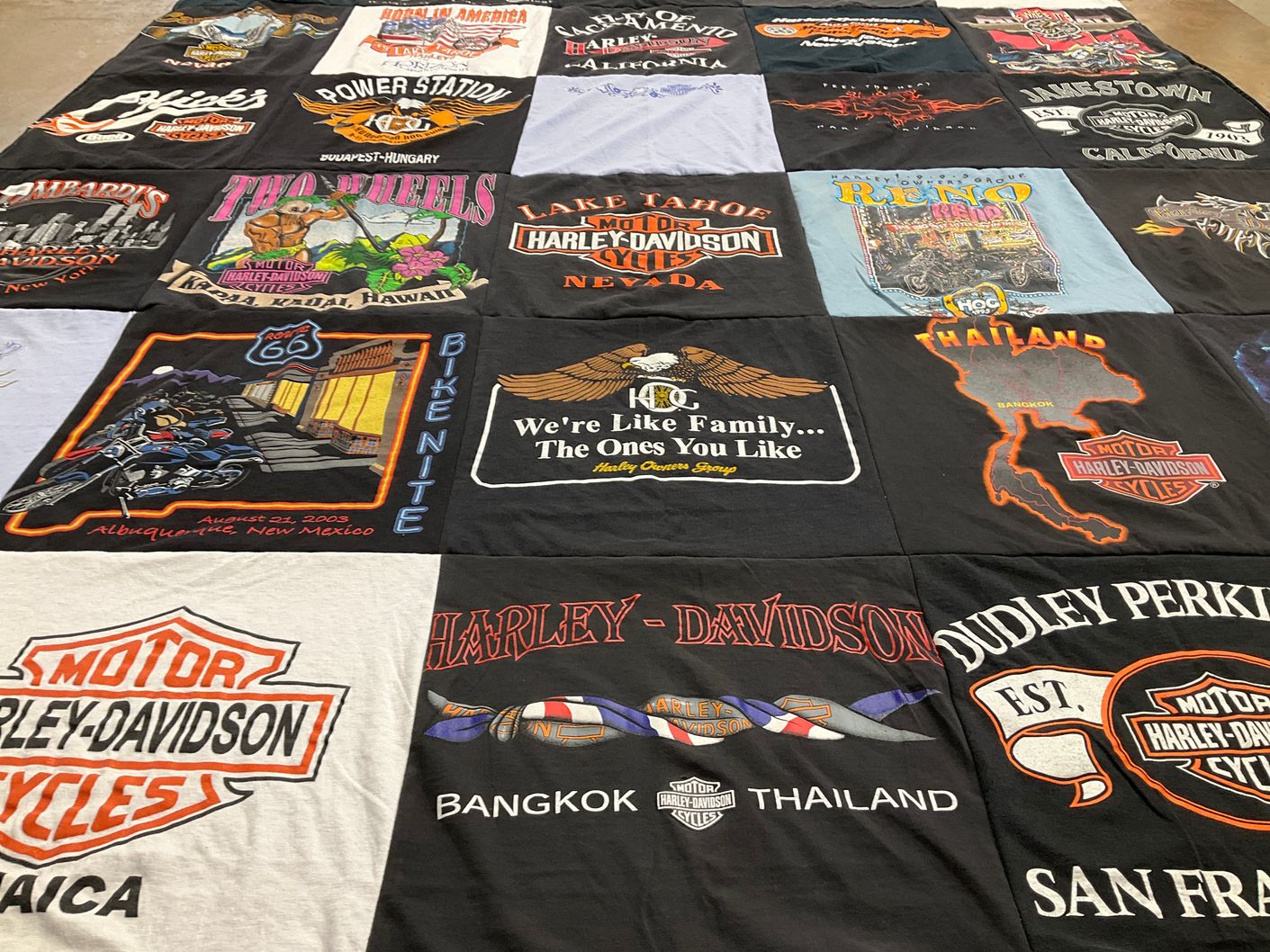 T-shirt quilt with motorcycling, motorbikes themes by JILL from CA