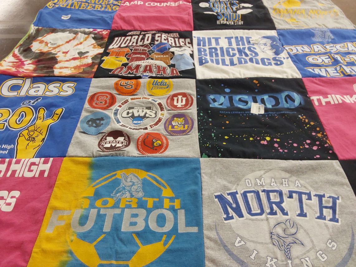 T-shirt quilt featuring omaha north viking by Sherry from NE