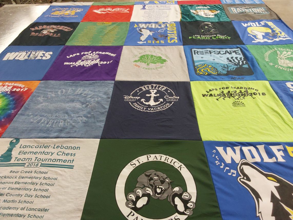 T-shirt quilt featuring st. patrick school, ravistown wolves by Robin from FL