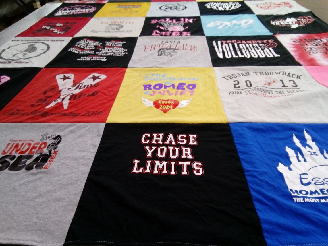 T-shirt quilt featuring trojan volleyball team by Jeanette from IA