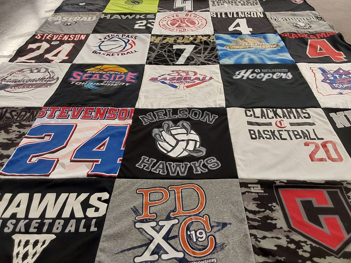T-shirt quilt featuring hawks basketball by Megan from OR