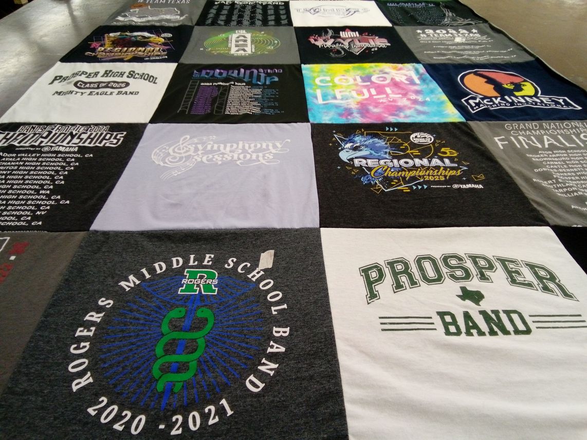 T-shirt quilt from prosper high school, rogers middle school by Kelly from CA