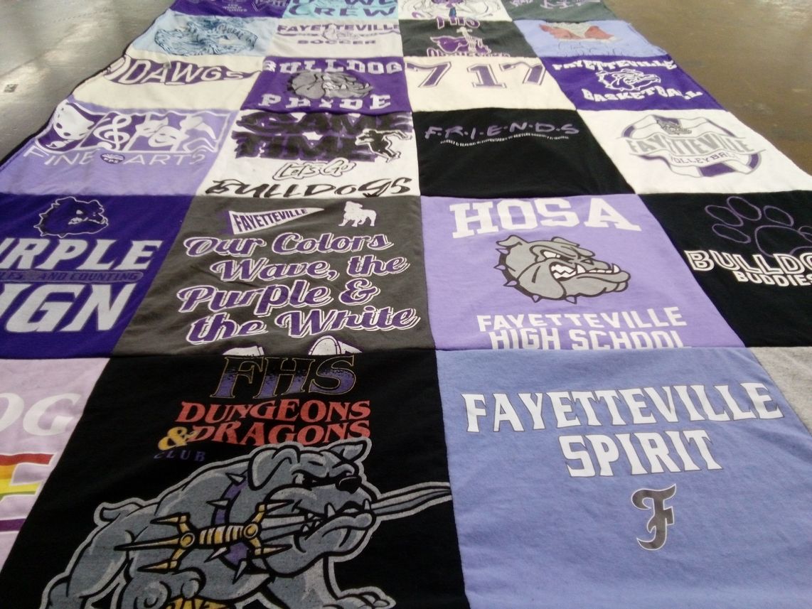 T-shirt quilt from fayetteville high school by Kymbrly from AR