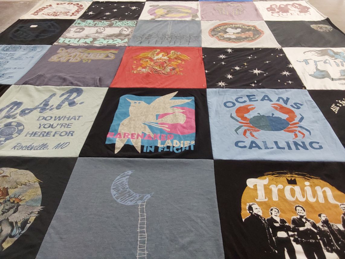T-shirt quilt with music, festivals themes by Jennifer from VA