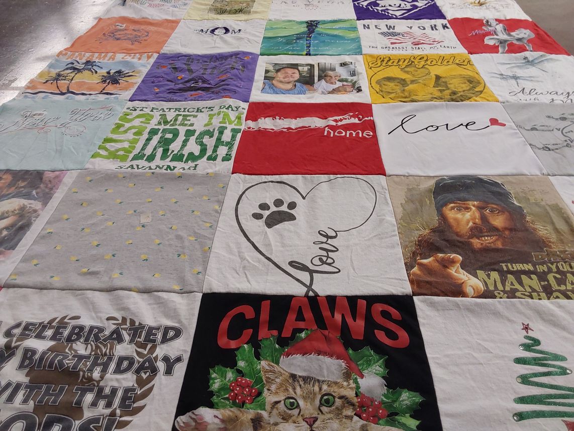 T-shirt quilt with travel, family themes by James from GA