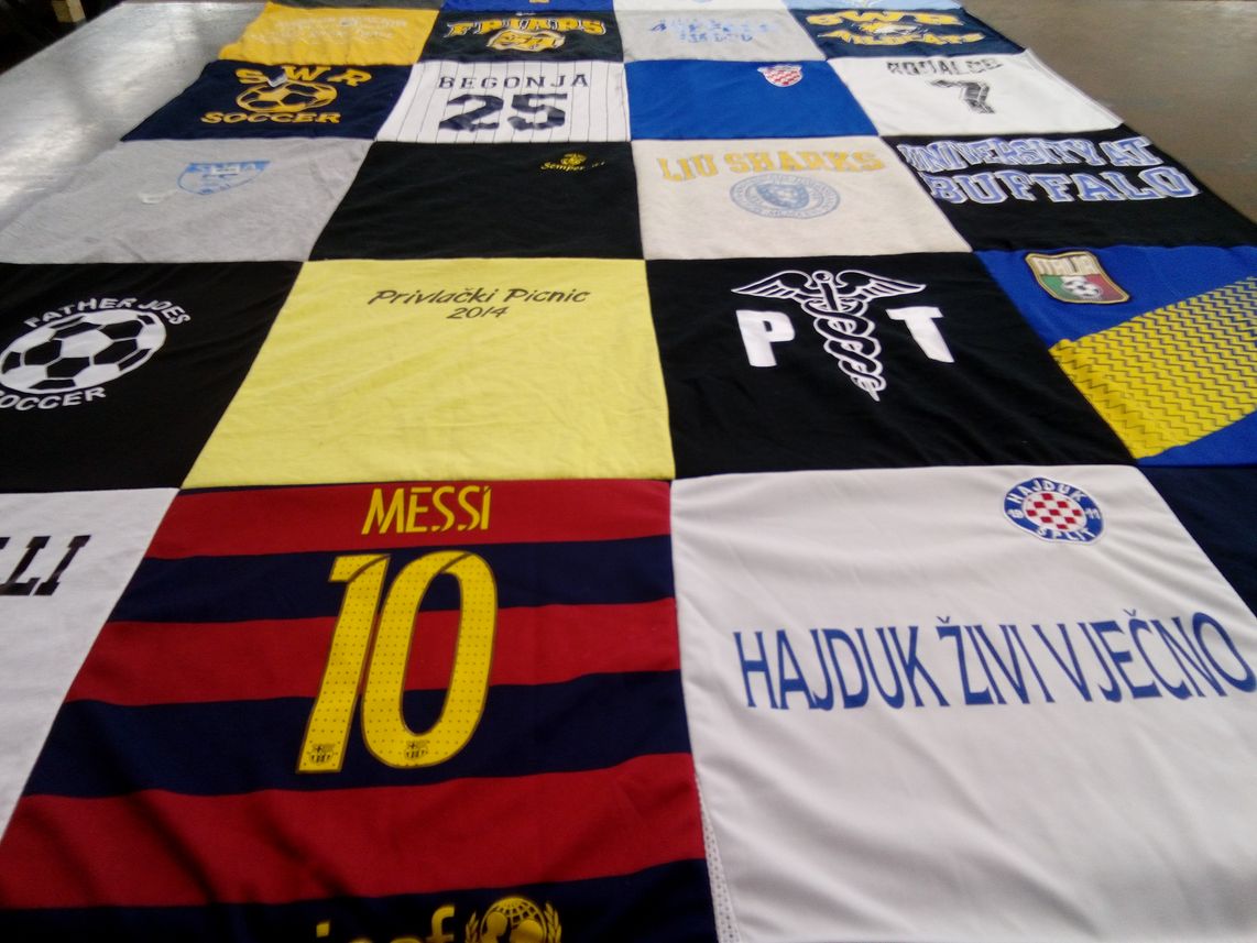 T-shirt quilt featuring hajduk split, long island university sharks by John from NY