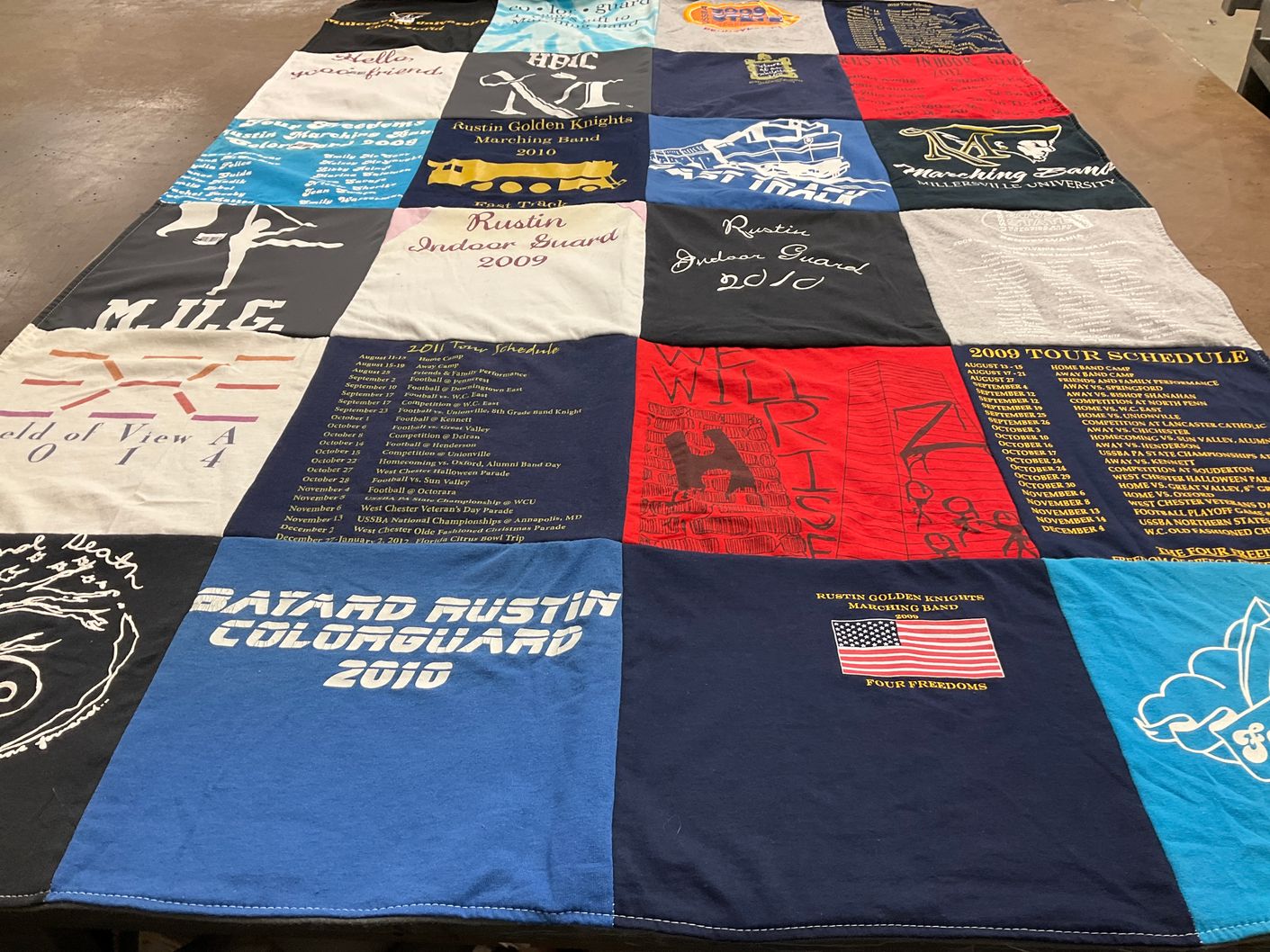 T-shirt quilt featuring rustin indoor guard, rustin golden knights marching band by Kelsey from NC