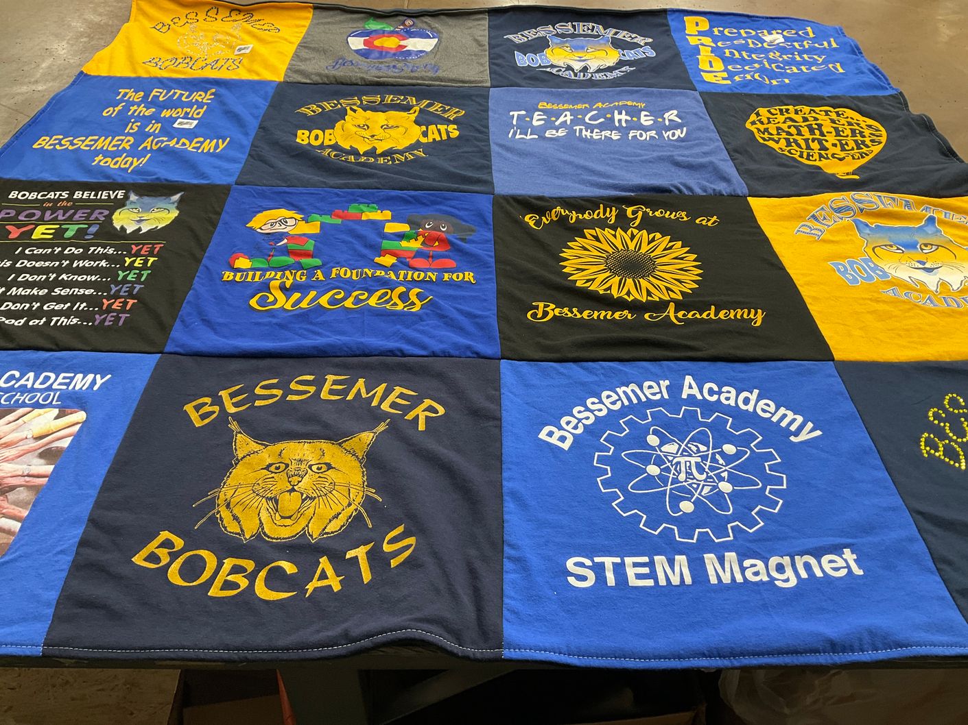 T-shirt quilt featuring bessemer bobcats by Sheryl from CO