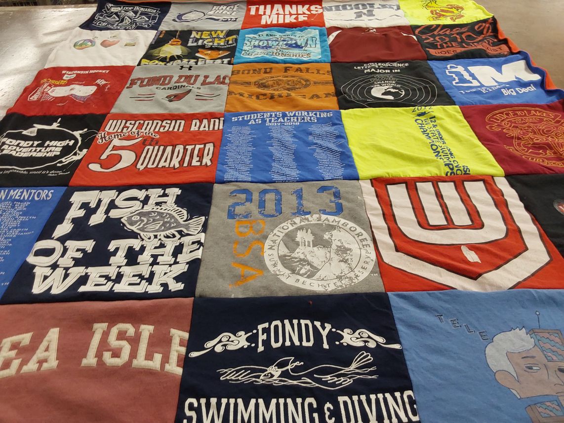 T-shirt quilt from fond du lac high school by Sharon from WI