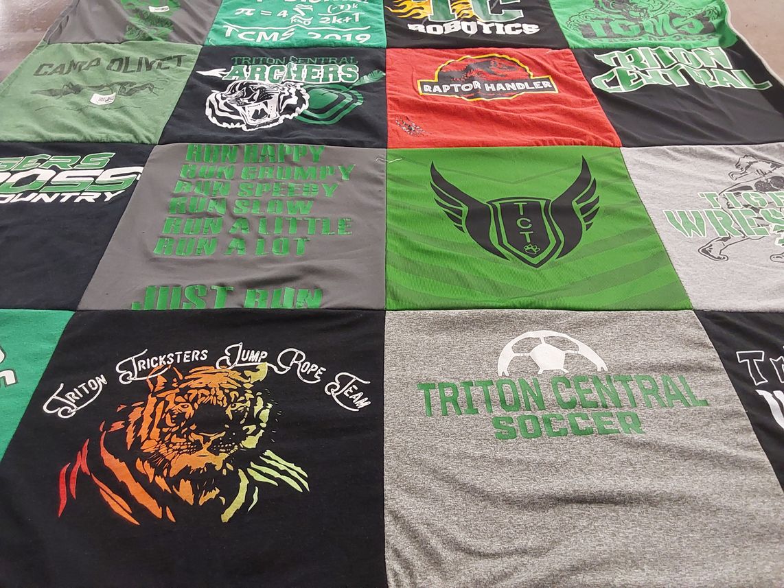 T-shirt quilt featuring triton central soccer, triton central archers by jeanie from IN