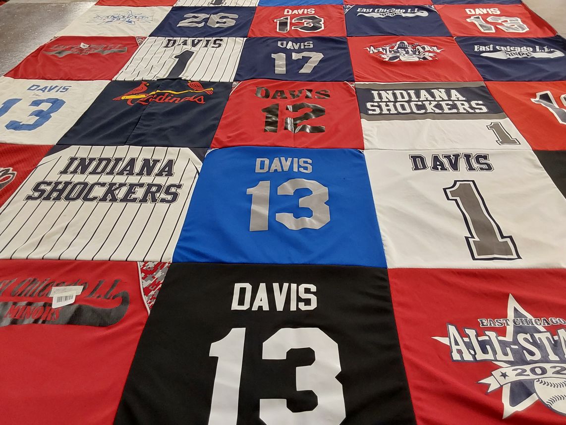 T-shirt quilt featuring indiana shockers by Lauren from IN