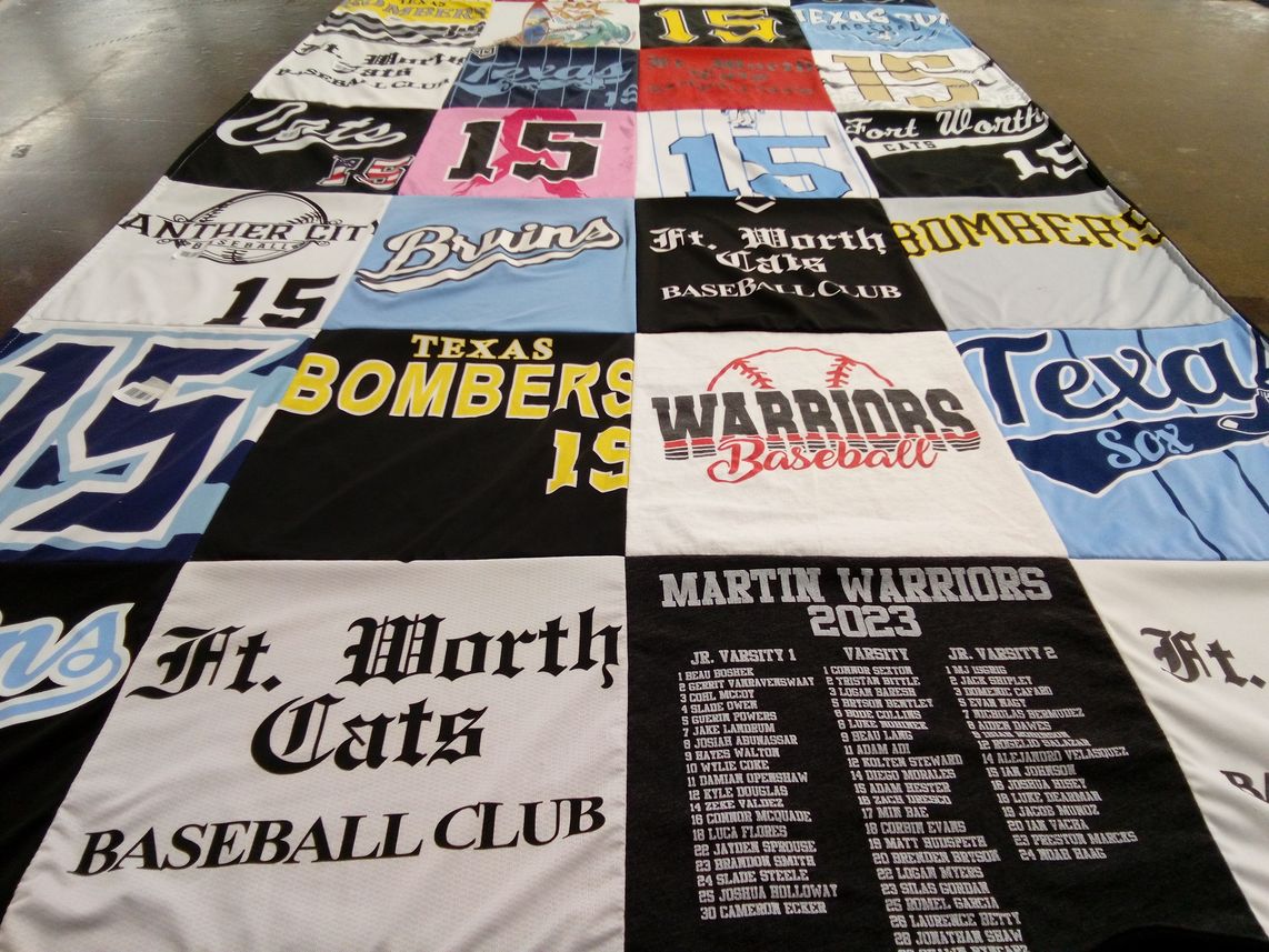T-shirt quilt featuring fort worth cats baseball club, texas bombers by Jason from TX