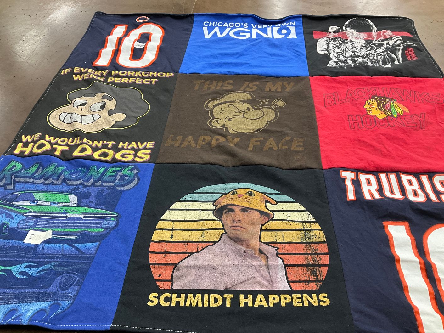 T-shirt quilt featuring chicago blackhawks hockey by Ann from IL
