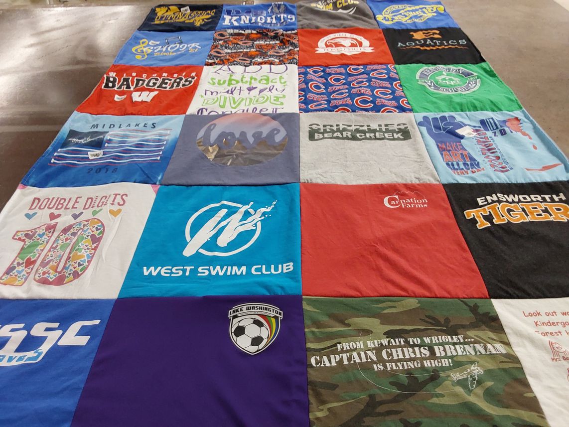 T-shirt quilt featuring badgers, west swim club by Eva from TN