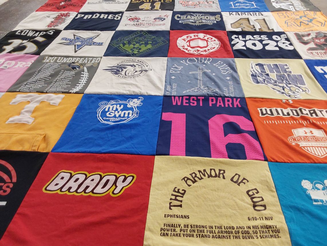 T-shirt quilt featuring wildcats by Nicole from CA