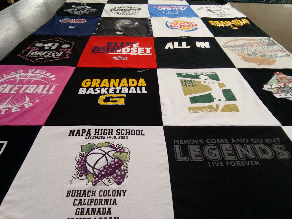 T-shirt quilt featuring granada basketball by Tara from CA
