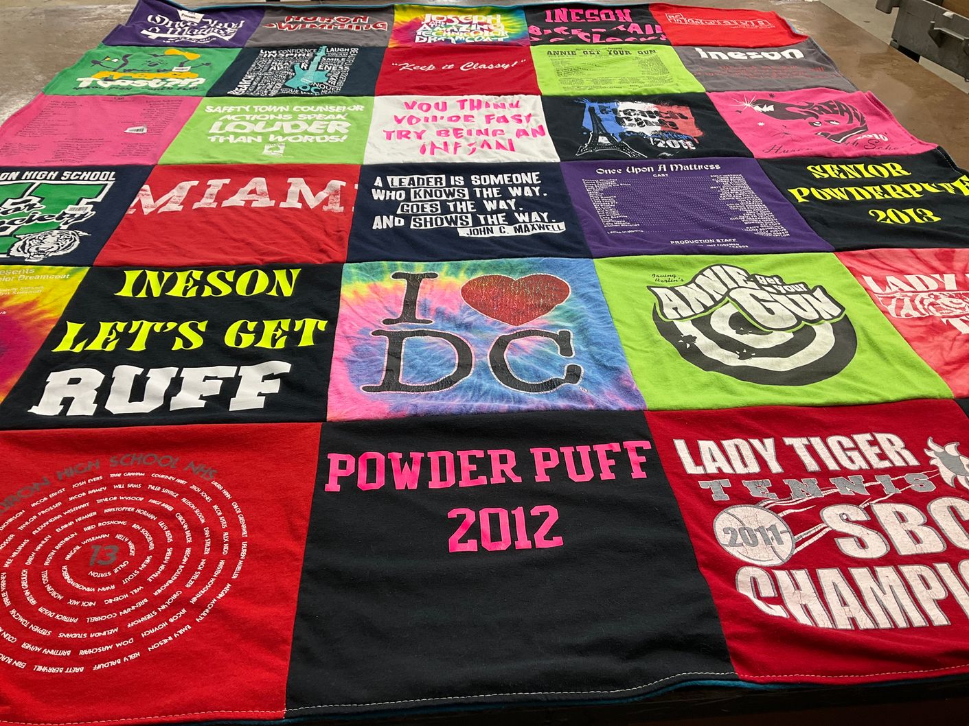 T-shirt quilt featuring lady tiger tennis by Emily from OH