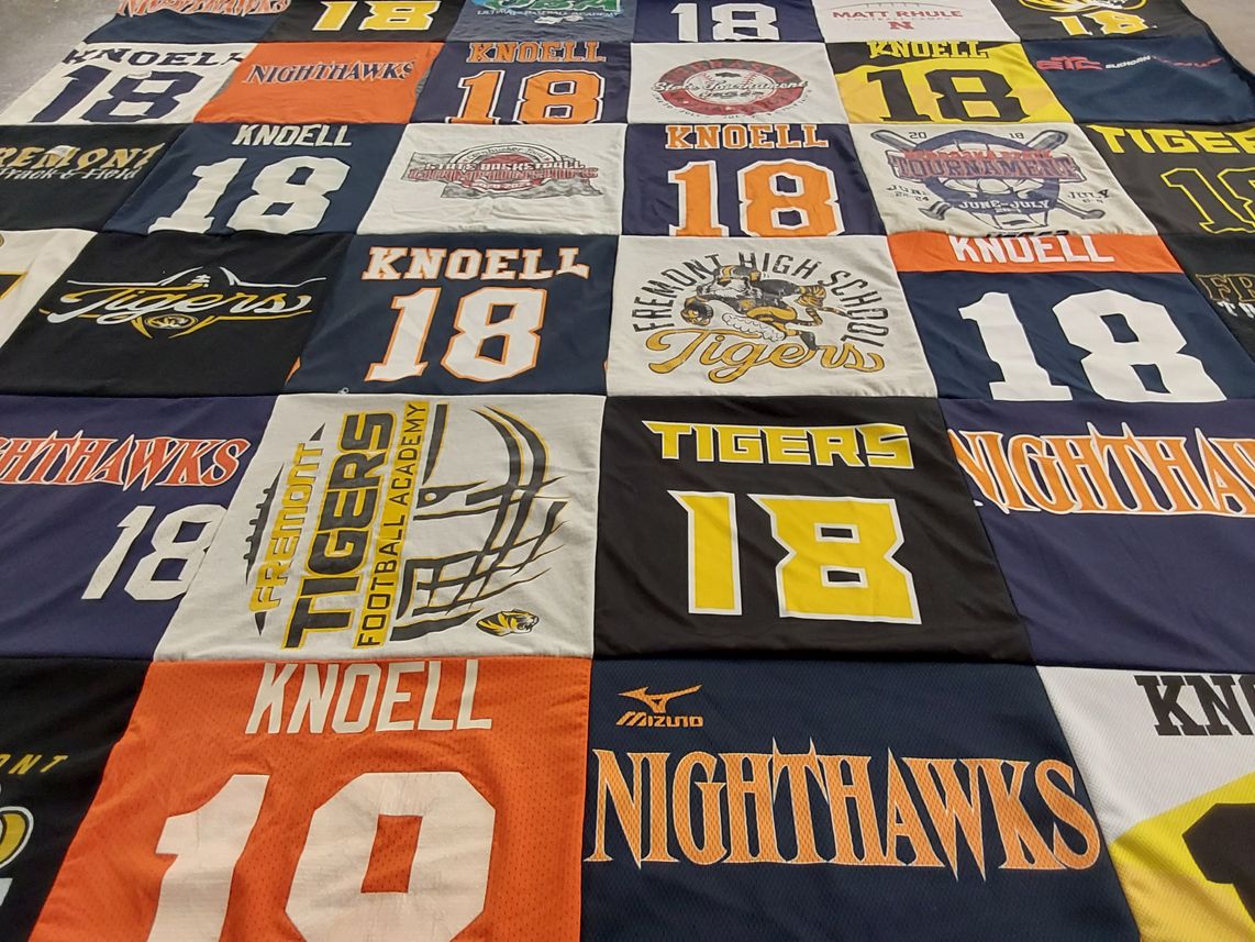 T-shirt quilt featuring fremont tigers, nighthawks by Danni from NE