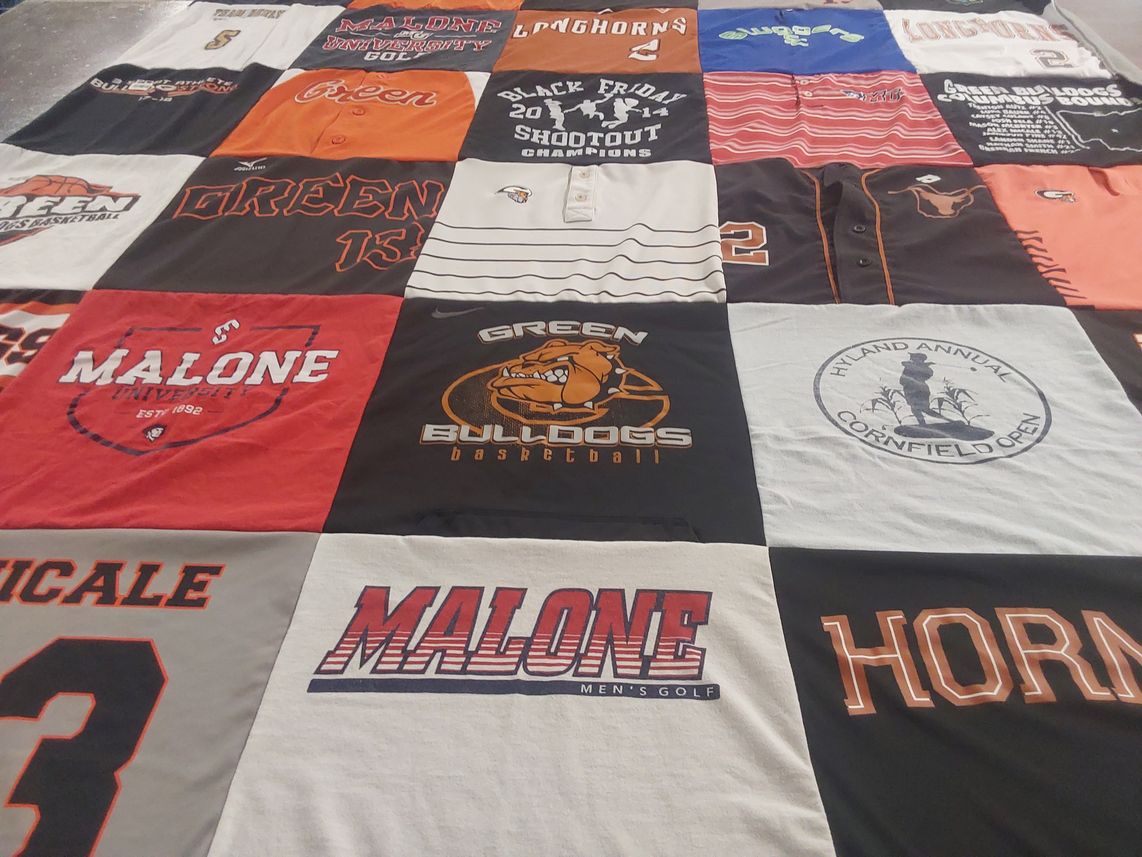 T-shirt quilt featuring green bulldogs basketball by Kathleen from OH