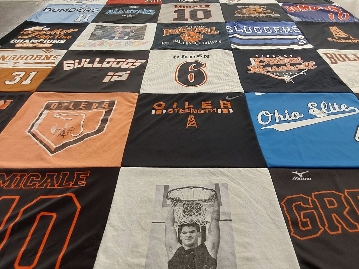 T-shirt quilt featuring oilers, bulldogs by Kathleen from OH