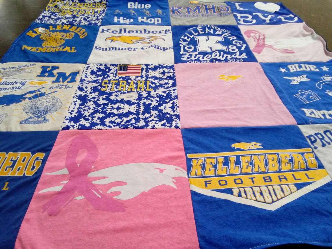 T-shirt quilt featuring kellenberg firebirds football by Jennifer from NY