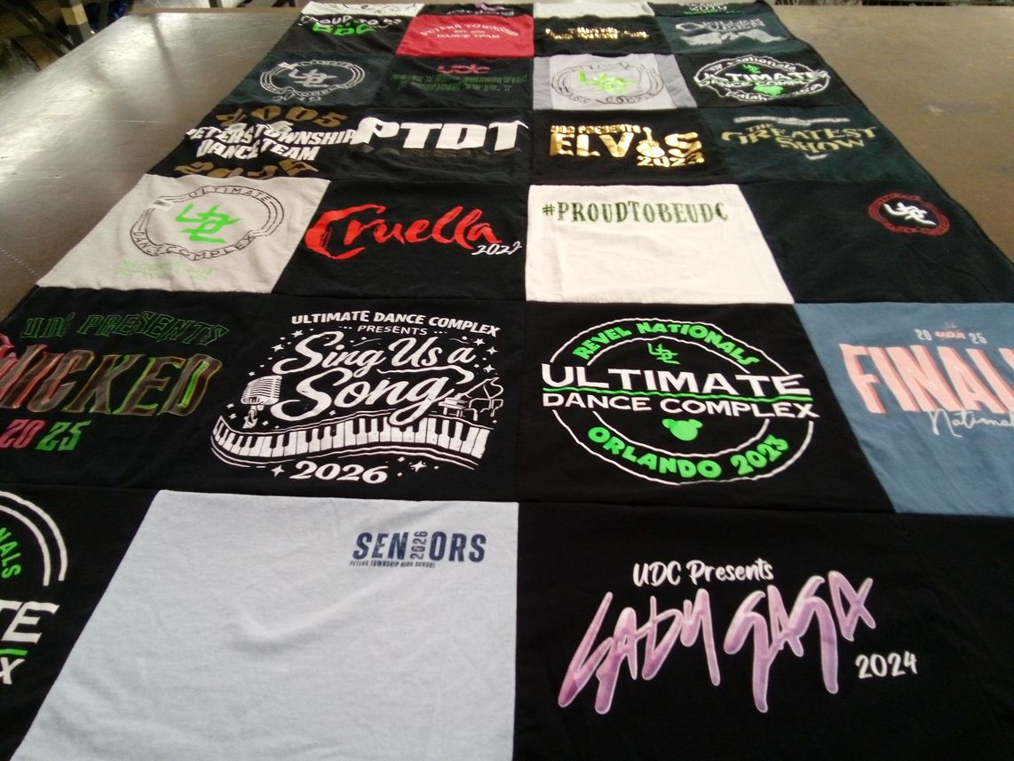 T-shirt quilt with dance, theater themes by Tammy from PA