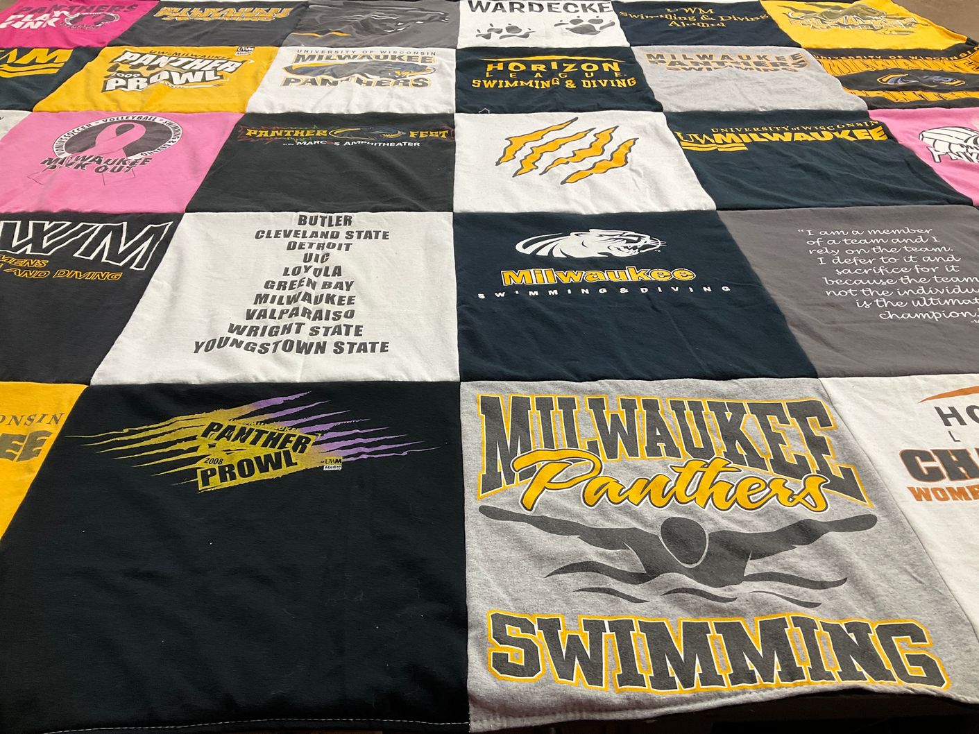 T-shirt quilt featuring milwaukee panthers swimming by Sarah from WI