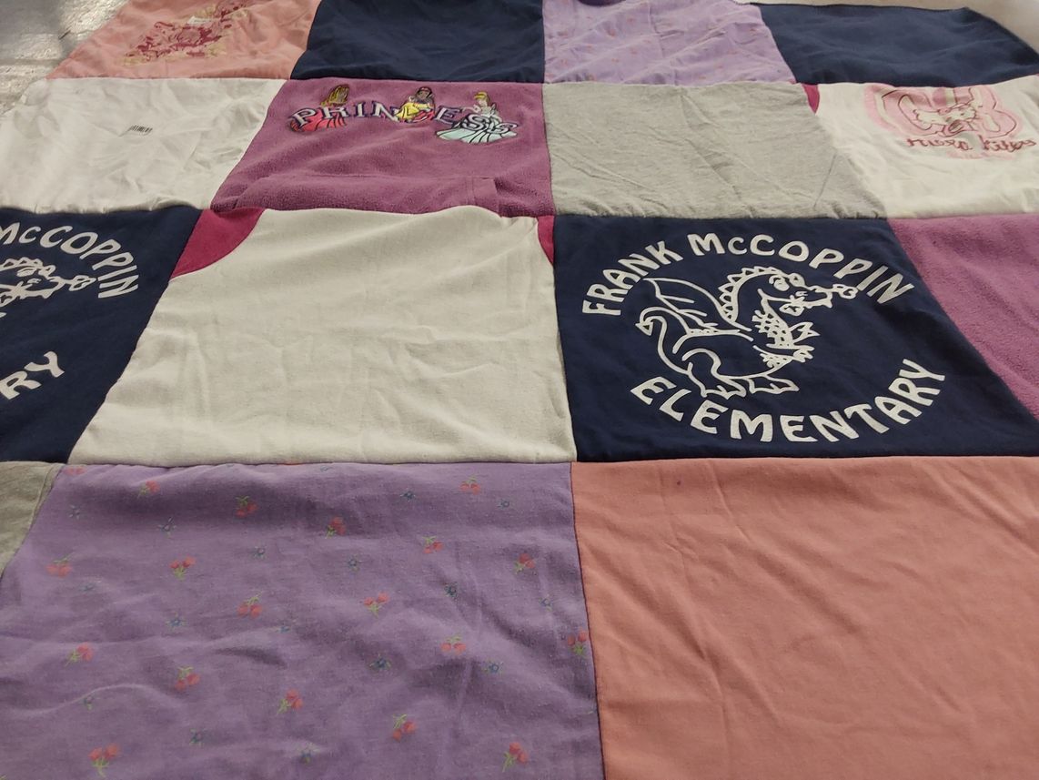 T-shirt quilt from frank mccoppin elementary by Trena from CA