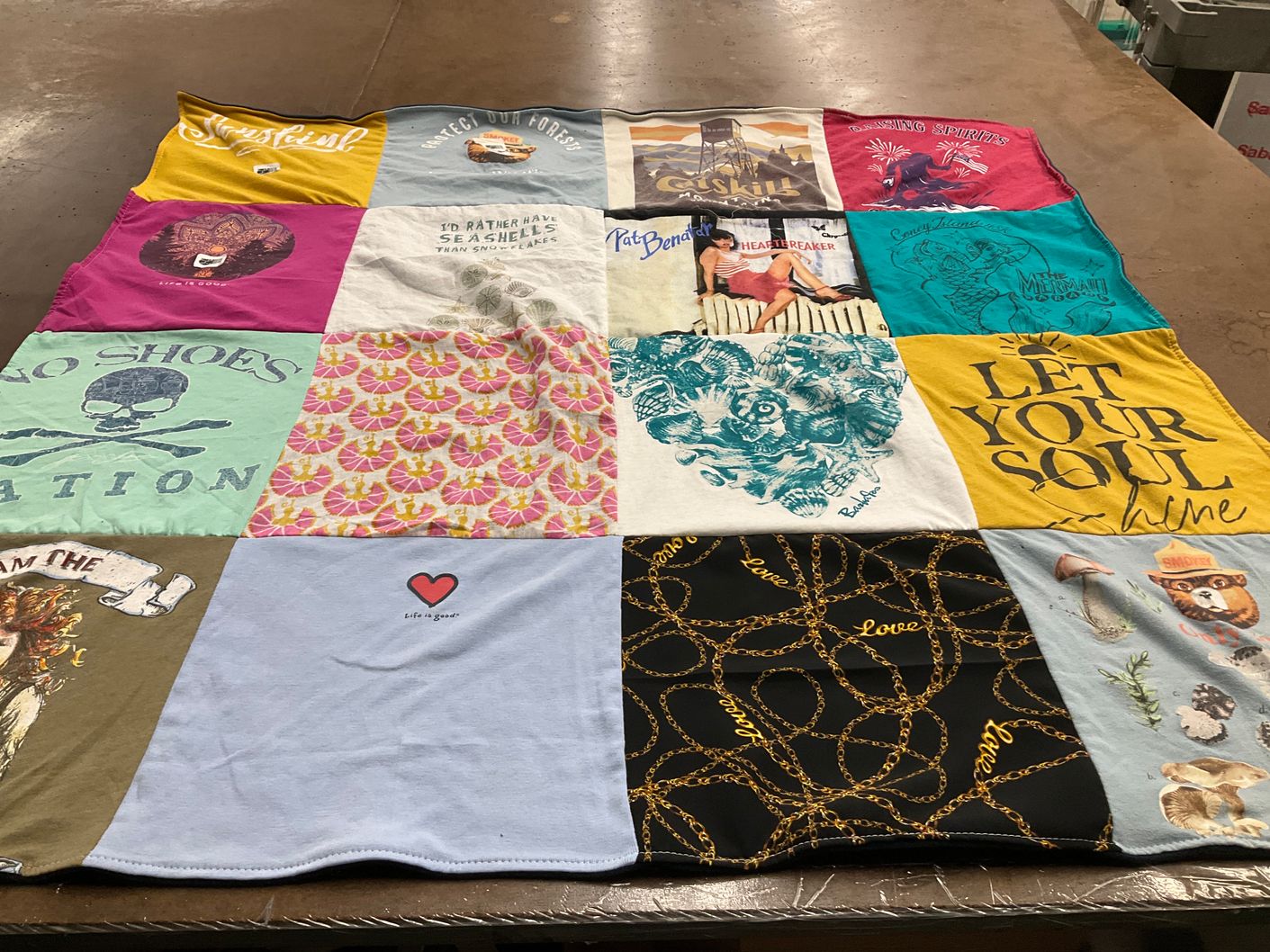 T-shirt quilt with nature, beach themes by Maria from SC