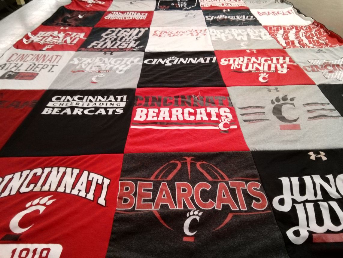T-shirt quilt featuring cincinnati bearcats by Katelyn from OH